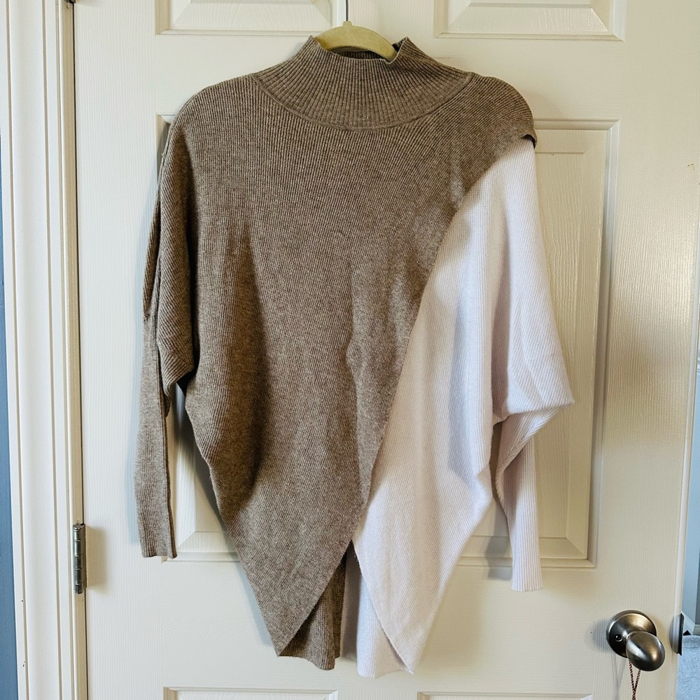 Elan Brown and Cream Women's Mockneck Sweater